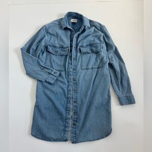 Universal Thread Denim Shirt Dress Button Front Long Sleeve Blue Size S